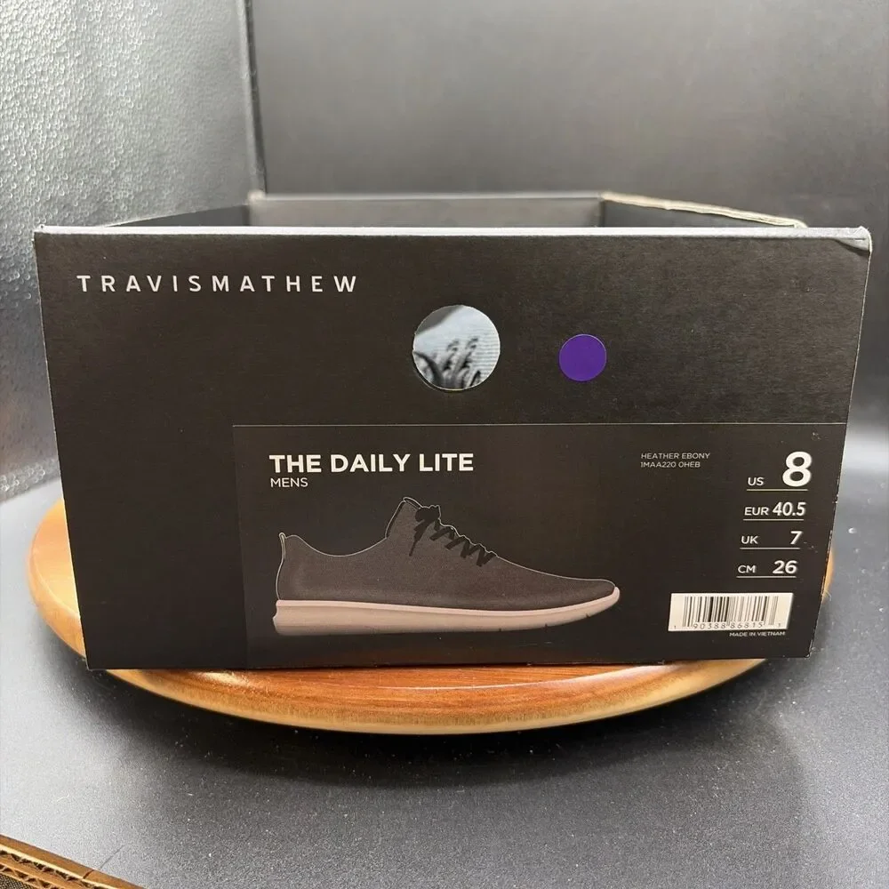 Travis Mathew The Daily Lite Men's Size 8 Golf Shoes Heather Ebony Gray Sneakers